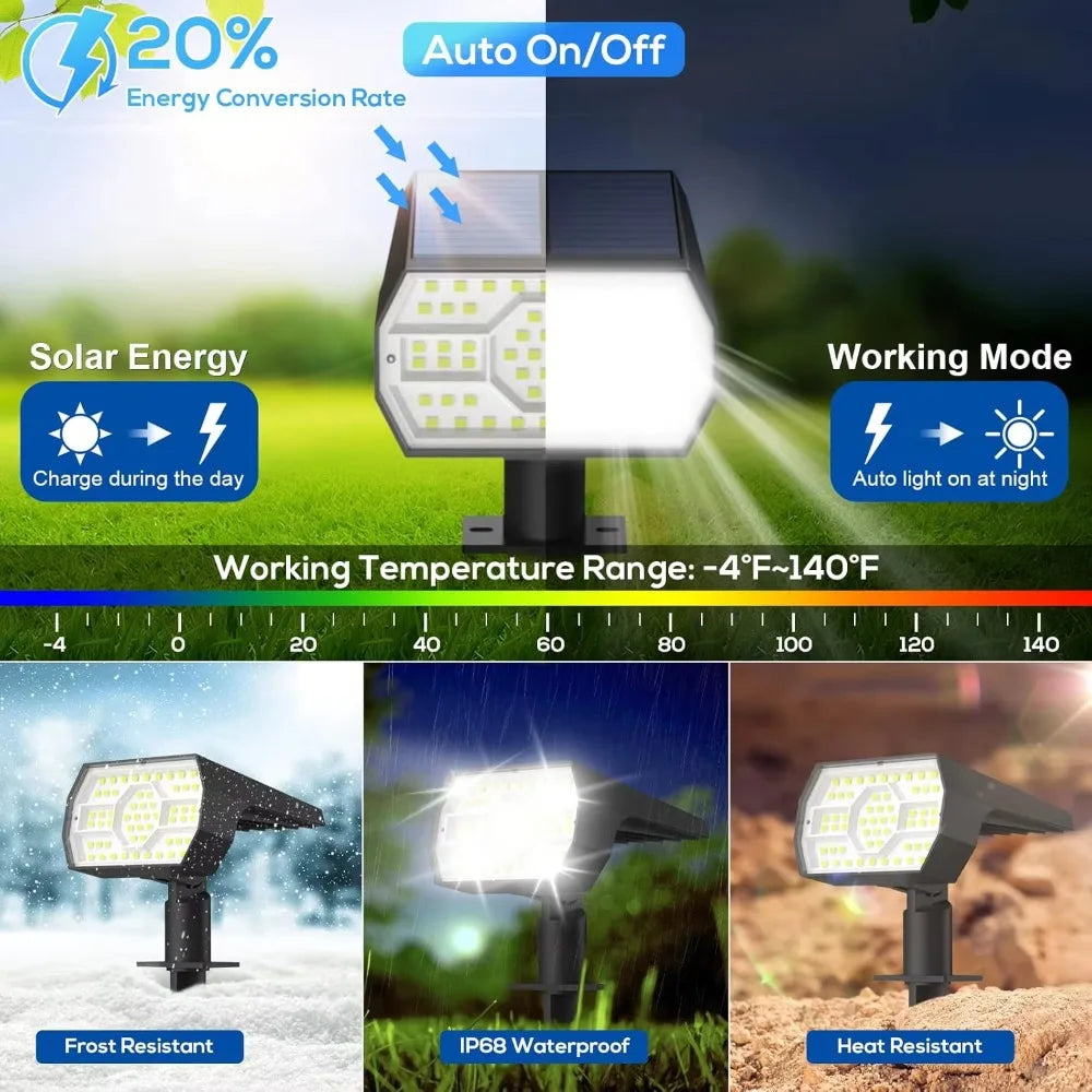 Solar Lights Outdoor, IP68 Waterproof, 56 LEDs, 3 Modes, Solar Powered Garden/Yard Spotlights 