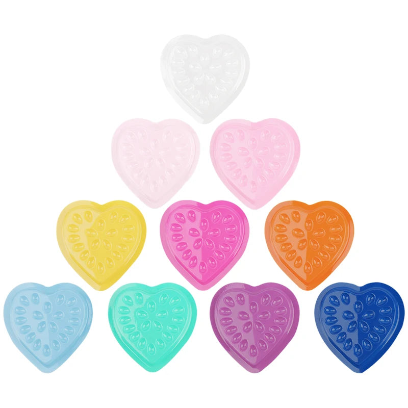 100 pcs Disposable Pvc Heart Shape Flower Holder Sticker Lash Glue Adhesive Pallet For Women Eyelash Extension Makeup Tools