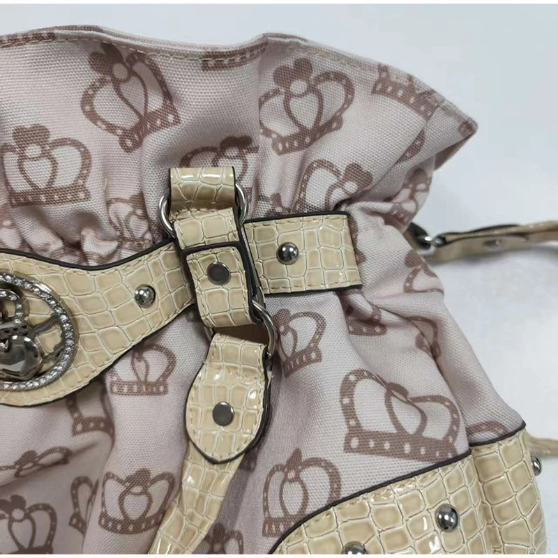 Luxury Women Rivet Handbag,Y2k Girls Metal Studded Underarm Shoulder Bag,Niche Belt Buckle Commuter Chic East-West Tote Bag