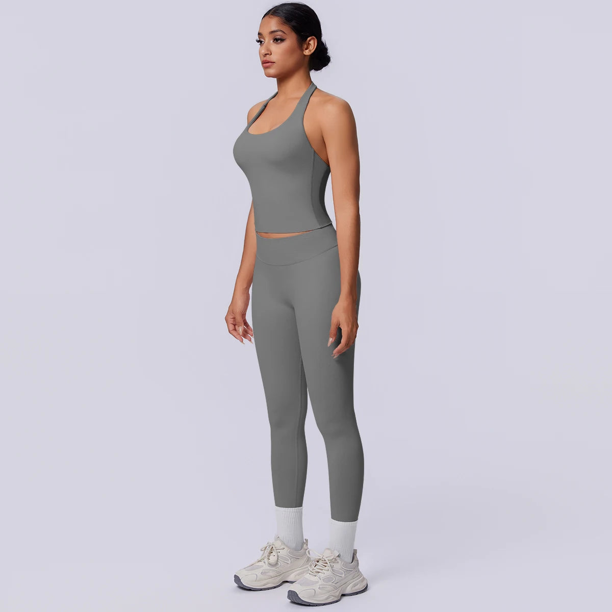 2PCS Woman Yoga Set Solid Color Sexy Fitness Top Summer Gym Workout High Stretch Female Pants Sports Fitness Clothing Yoga Set
