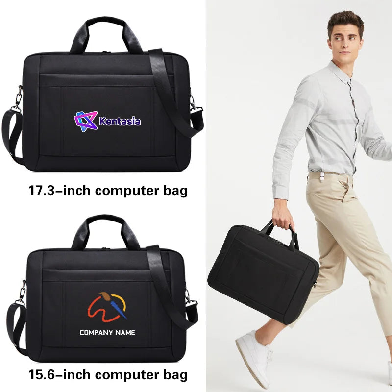 Men's Handbag Custom Image With Printed Logo Name Business Briefcase15.6-17.3inch Nylon Waterproof Laptop Bag