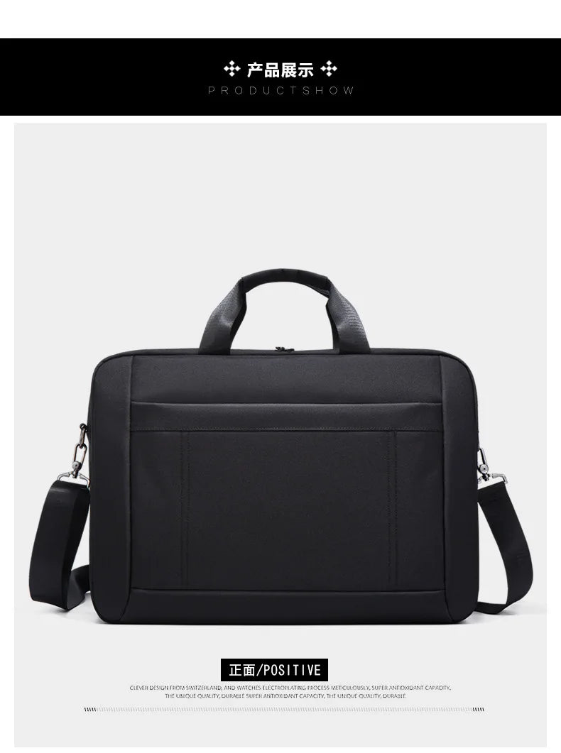 Men's Handbag Custom Image With Printed Logo Name Business Briefcase15.6-17.3inch Nylon Waterproof Laptop Bag