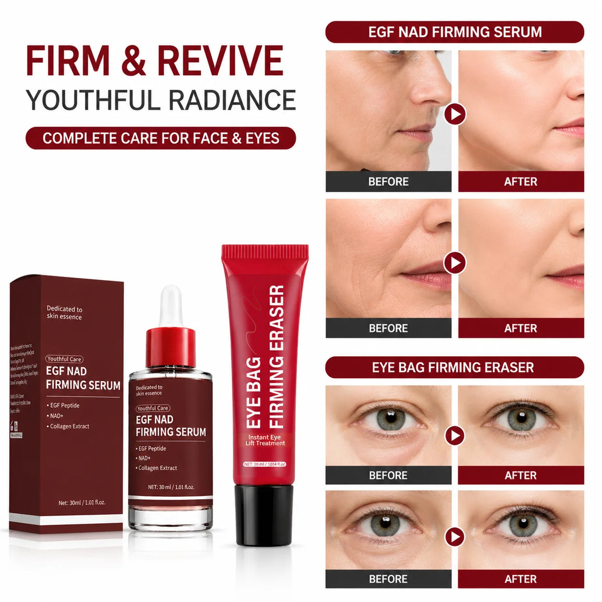EGF‑NAD Firming Serum And Instant Eye‑Bag Lifting Cream Set Anti‑Aging Fine Lines Remover Facial‑Eye Skin Care Kit