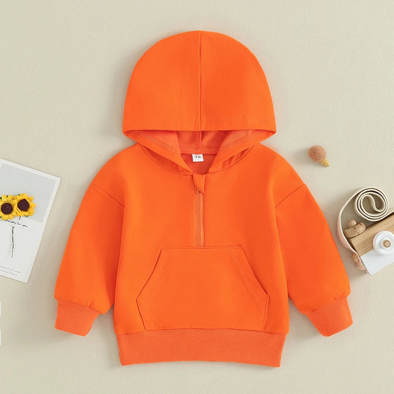 Toddler Hooded Sweatshirt – Solid Color Long-Sleeve Pullover