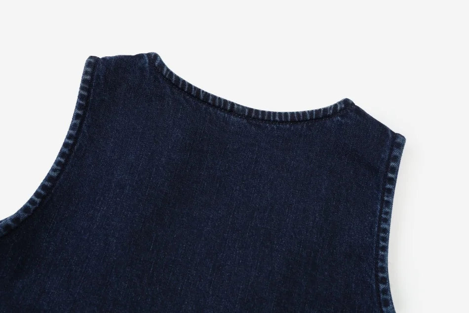 (Ship out in 1day)AS AW26 Denim Varsity Collection Navy Blue Denim+ Embroidery Sweatshirt weekday fabric brother sister clothing