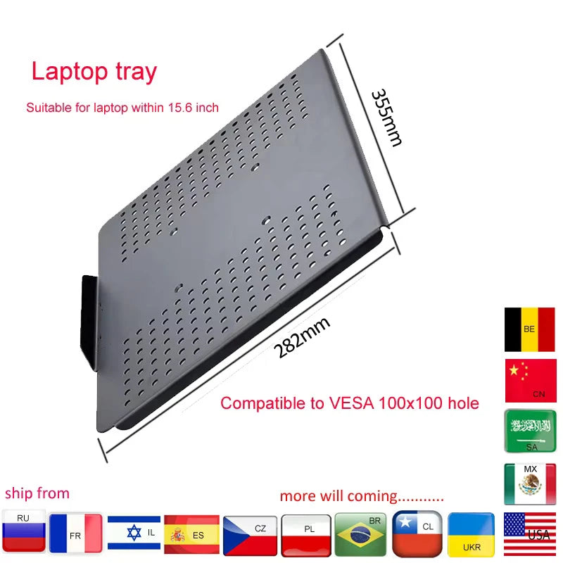 DL-LP7 Steel Within 15.6' Universal Notebook Bracket Laptop Tray Fits VESA 100X100 Laptop Support Holder Black