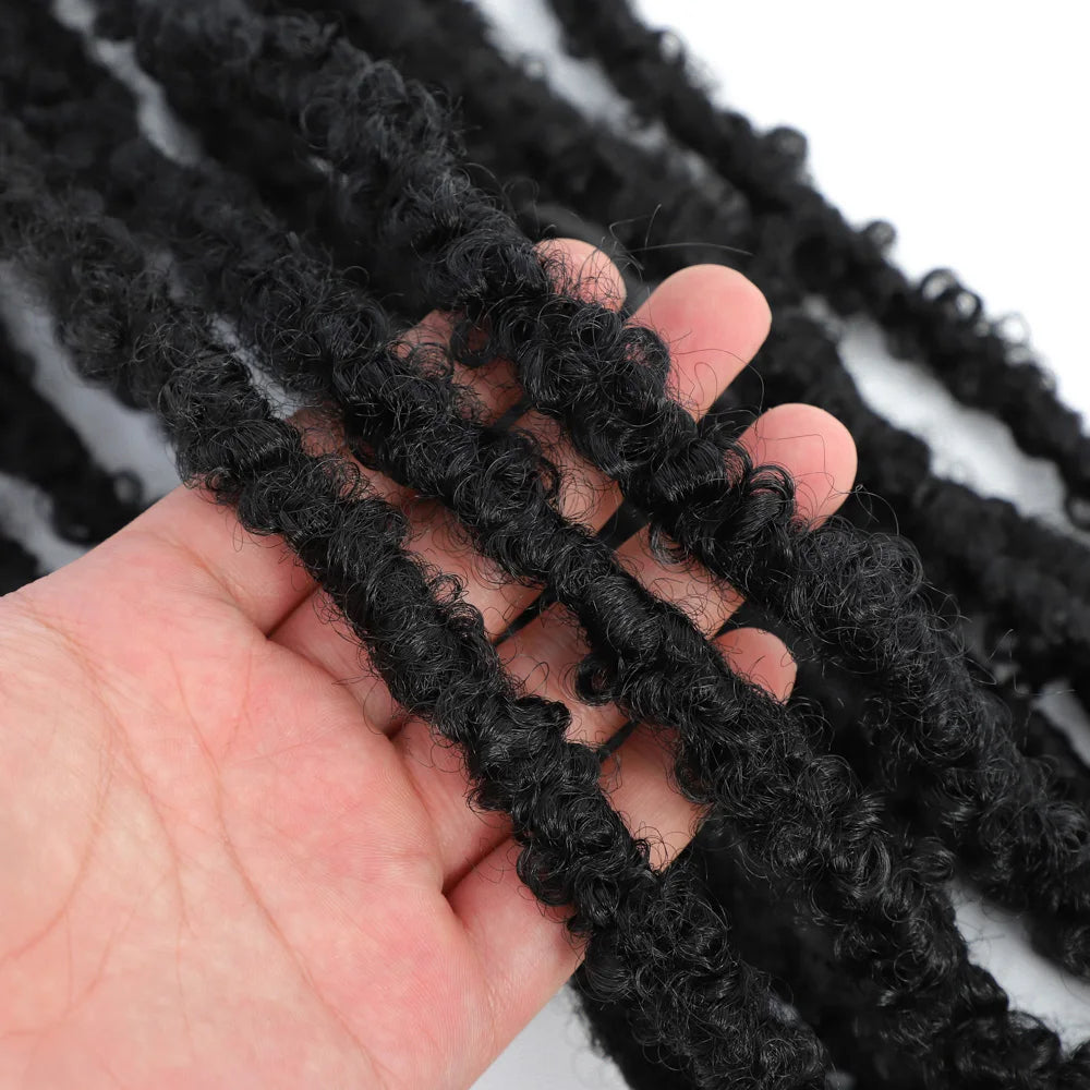 1- 6Packs Butterfly Locs Crochet Hair 36 24 18 14 12inch Pre Twisted Natural Black Distressed Faux Locs Crochet Braids for Women