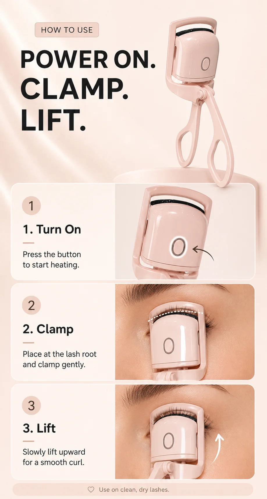 Rechargeable Eyelash Curler For Women Electric Heated Lash Curler Portable Eyelash Styling Makeup Tool