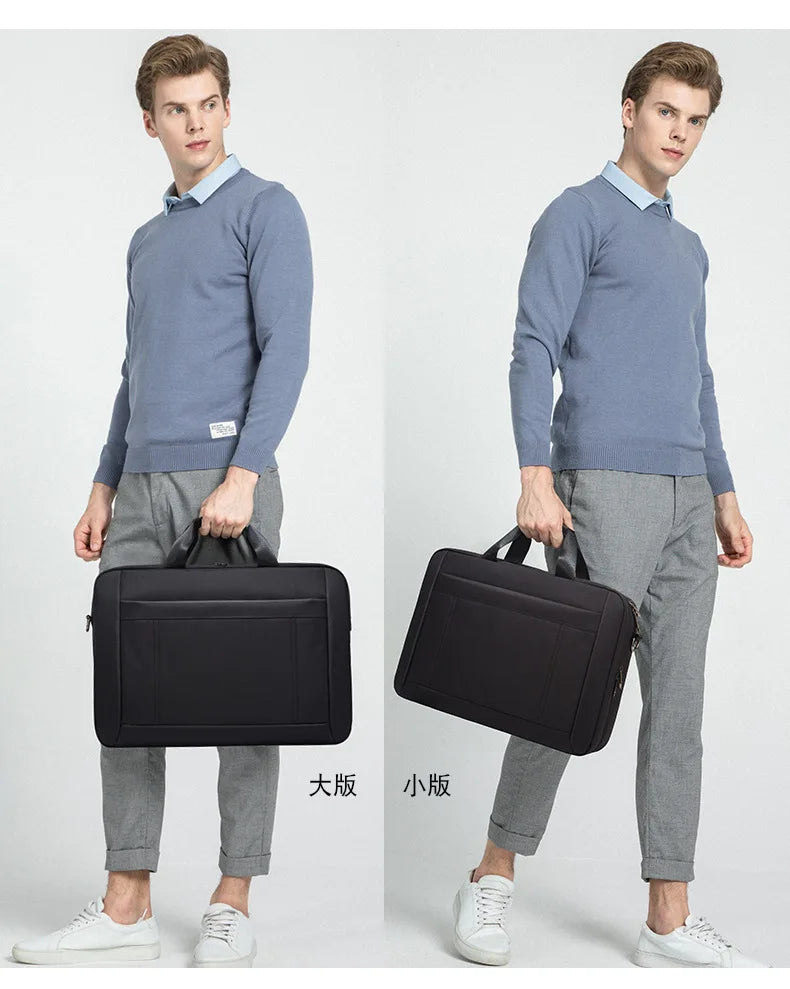 Men's Handbag Custom Image With Printed Logo Name Business Briefcase15.6-17.3inch Nylon Waterproof Laptop Bag