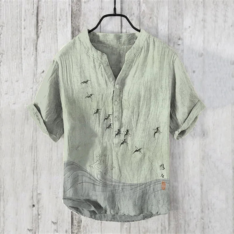 Men's Casual Fashion Hawaiian Retro Short Sleeved Shirt 2025 New Fashion Trend