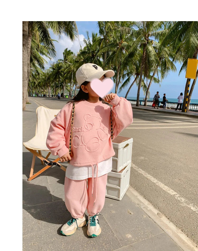 2026 Spring Children's Spring Clothes Round Neck Long Sleeve Sweater Boys and Girls Trendy Baby Stylish Children's Clothing 2PCS