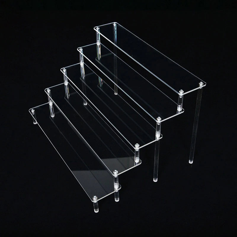 1-5 Tier Acrylic Display Risers Clear Shelf Doll Clay Figurine Display Stand for Desserts Perfume Organizer Showcase W-10