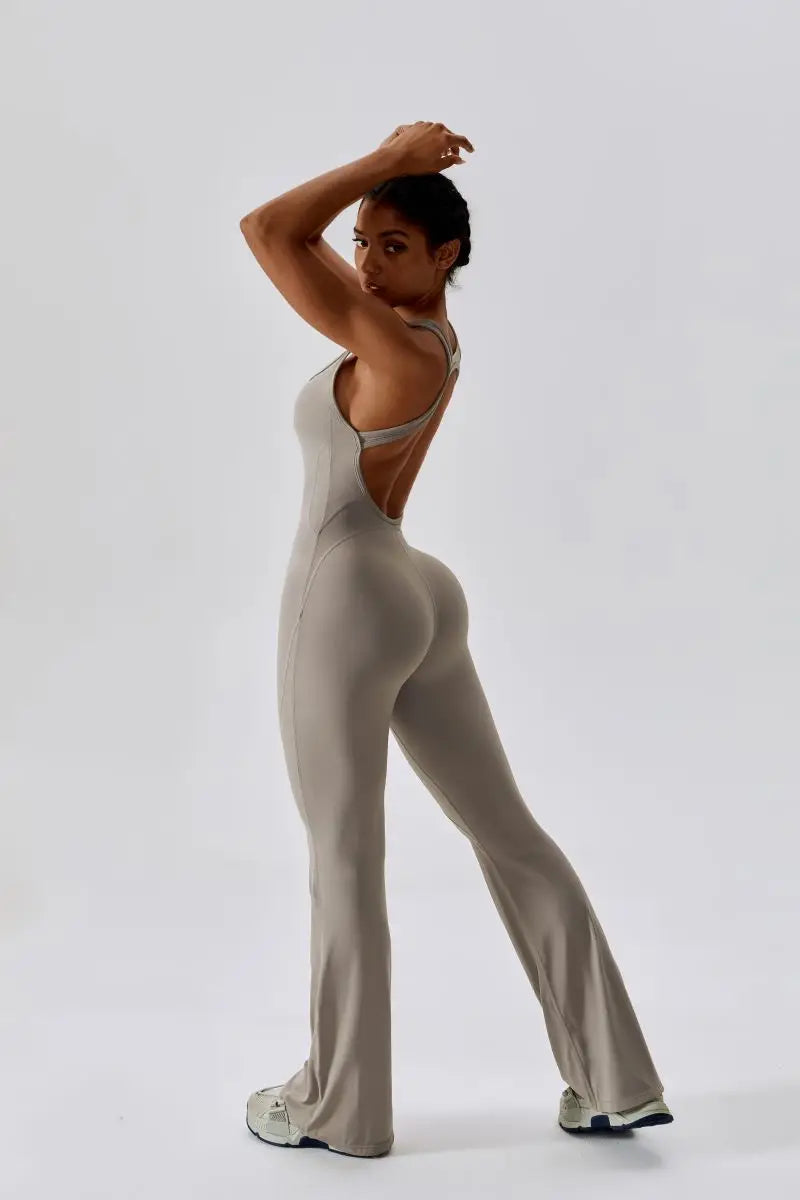 Summer Sport Yoga Jumpsuit Dance Traning Bell Bottoms One-Piece Clothes for Women Sport Set Women Workout Clothes for Women