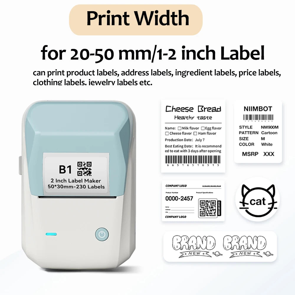 Niimbot B1/B1 PRO Thermal Label Printer Wireless Self-adhesive Bluetooth Inkless Label Maker for Business Price-Tag Sticker