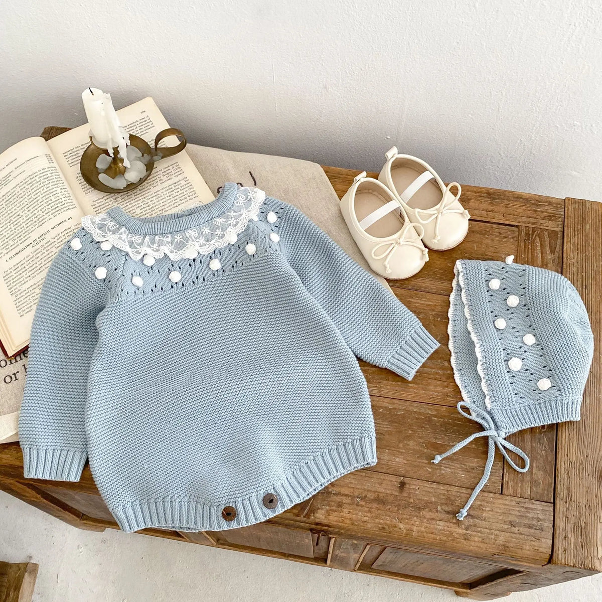 0-24M Baby Girl Romper Knit New Newborn Lace Warm Long Sleeve Jumpsuit Infant Princess Party Romper Toddler Fall Spring Clothing