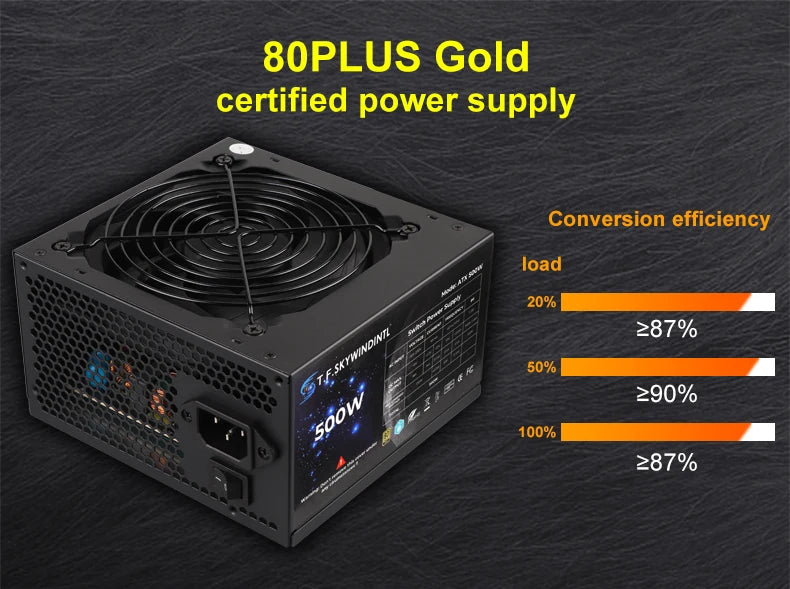 500W Atx Power Supply 80Plus Gold Active PFC PC 120mm Silent Fan For Mini Chassis Small Computer Case Desktop Power Supply