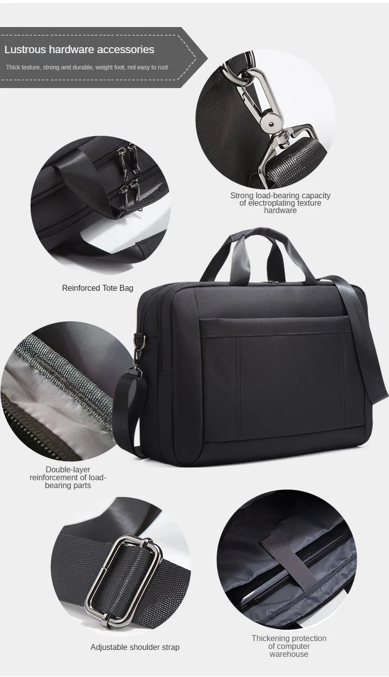 Men's Handbag Custom Image With Printed Logo Name Business Briefcase15.6-17.3inch Nylon Waterproof Laptop Bag