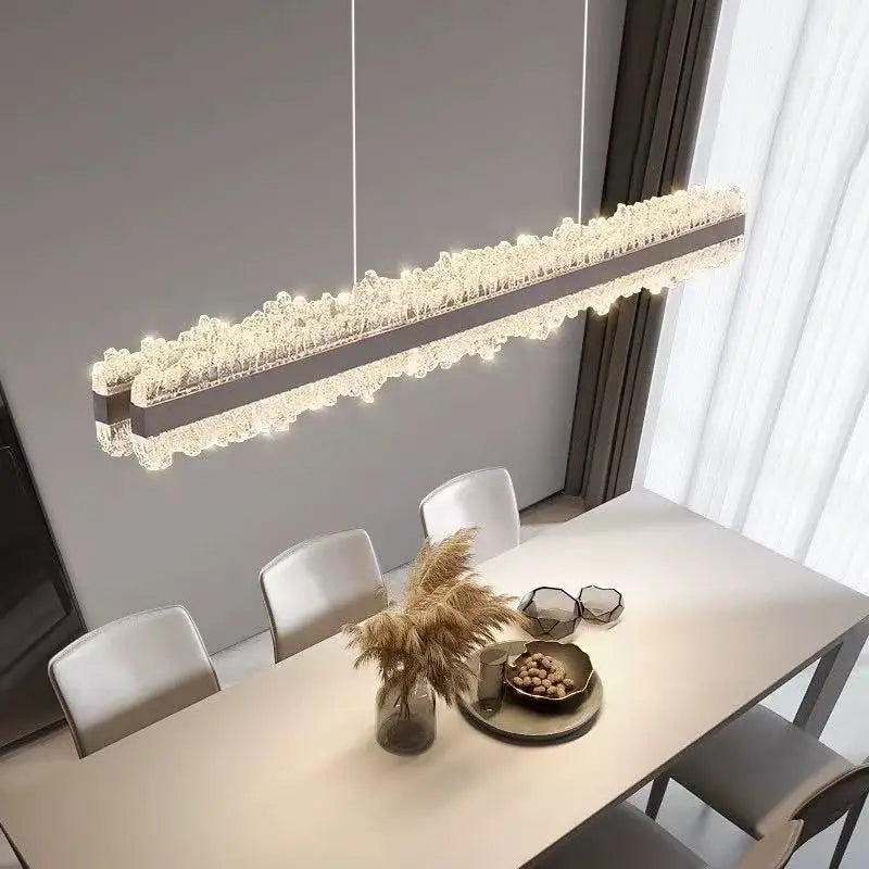 Restaurant LED Chandeliers Italian Light Luxury High-End Dining Room Main Lamp Designer Style One-Line Strip Dining Table Light