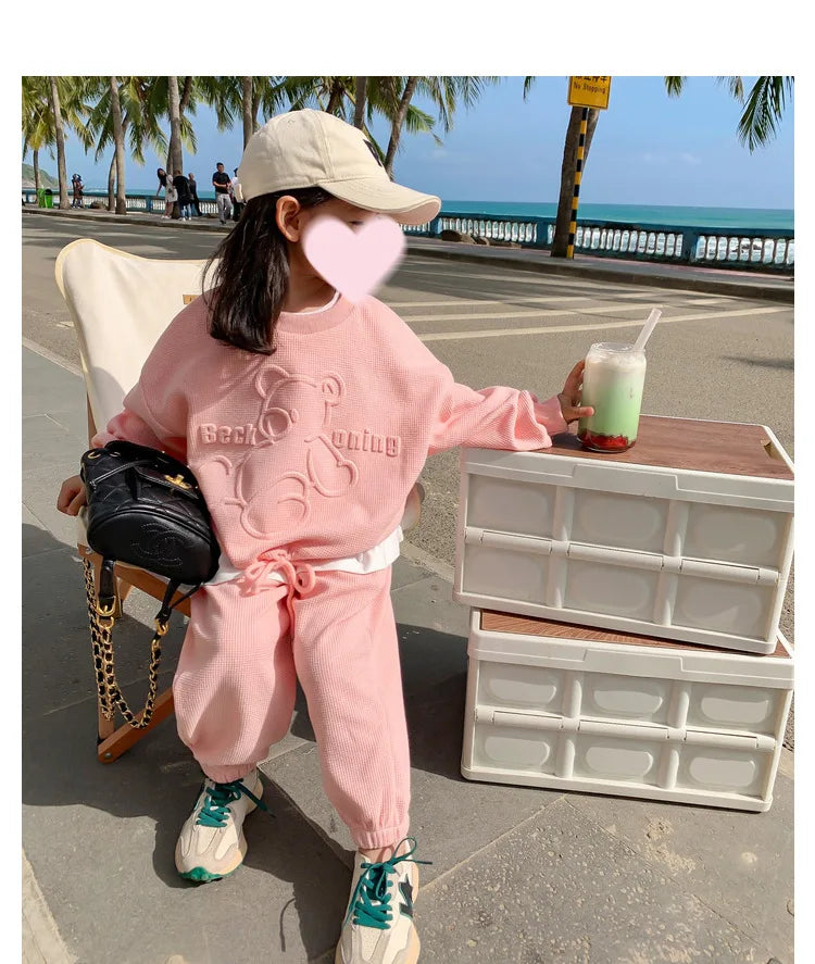 2026 Spring Children's Spring Clothes Round Neck Long Sleeve Sweater Boys and Girls Trendy Baby Stylish Children's Clothing 2PCS