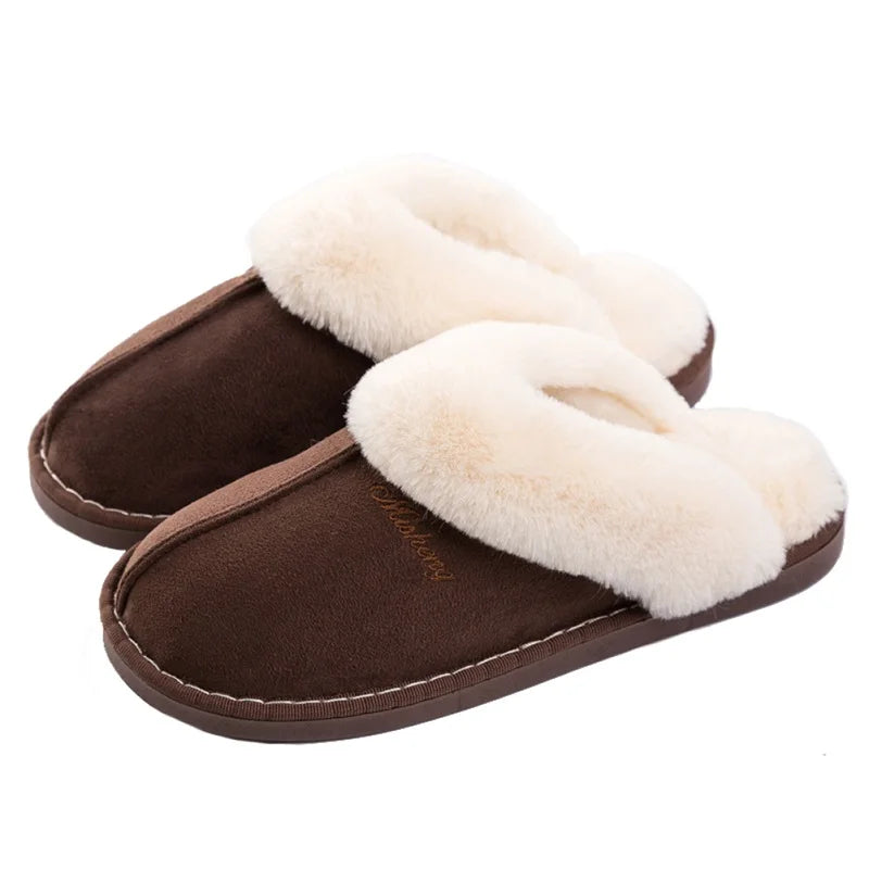 Big Size 47 Men Winter Slippers Furry Warm Home Shoes Men Couples House Floor Slides Slip On Footwear Comfortable Soft Bedroom S
