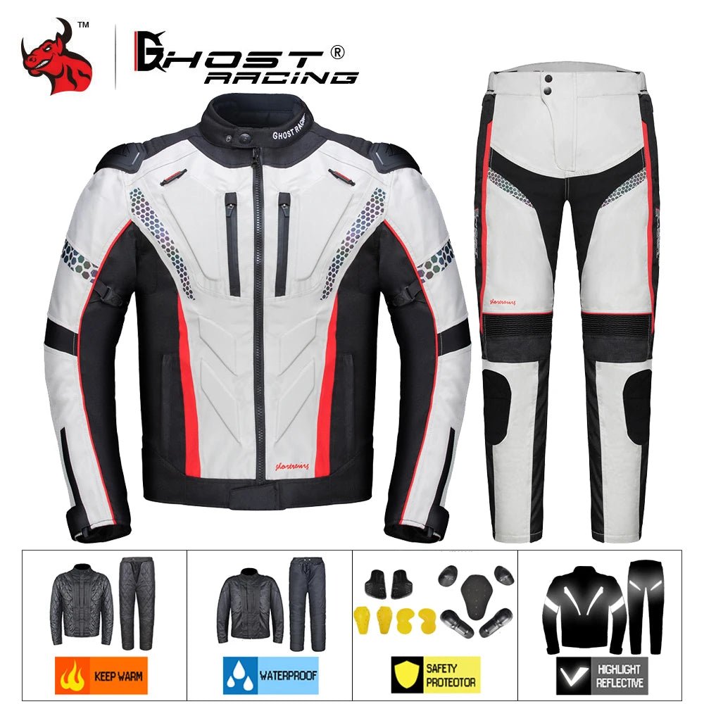 New Motorcycle Jacket Pants Suit Protective Gear Motorbike Riding Jacket Waterproof Windproof Motorcycle Pants Suit