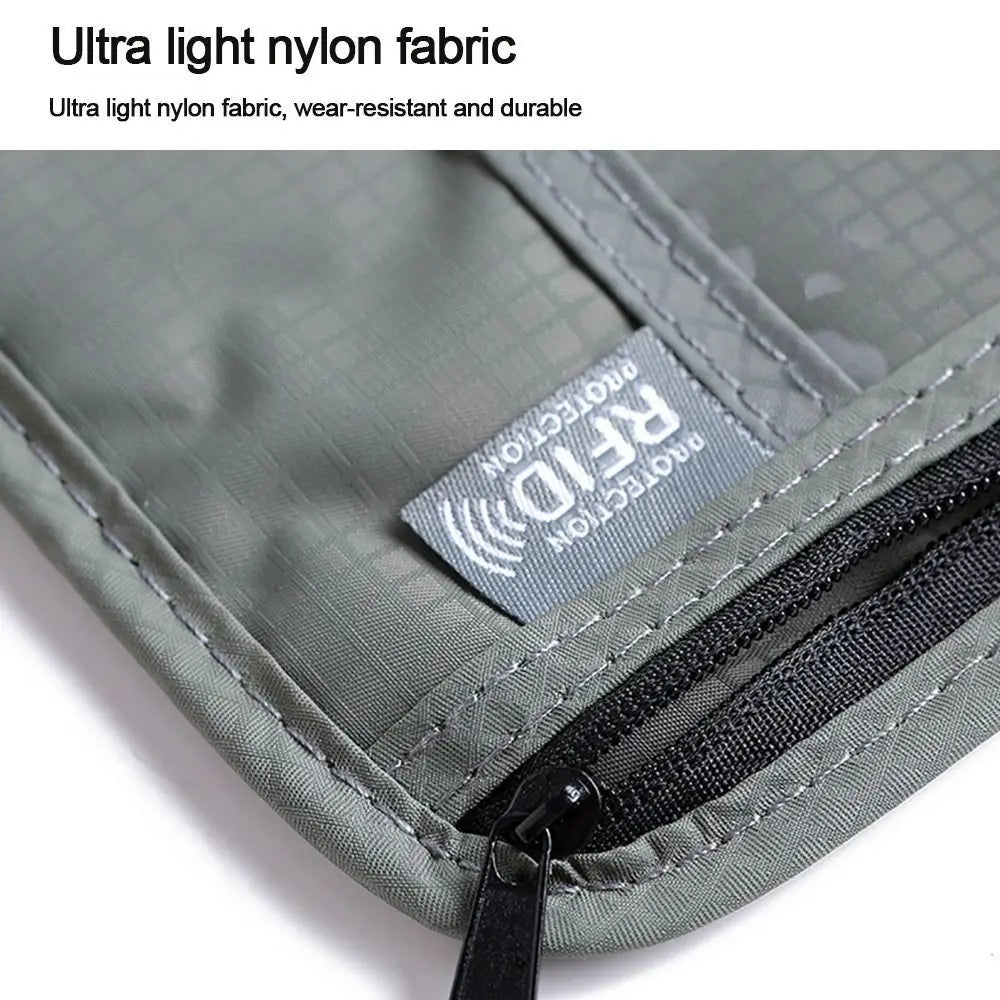 1 Pcs Waterproof RFID Nylon Storage Bag Travel Document Card Passport Bag Neck Wallet Money Document Card Passport Pouch