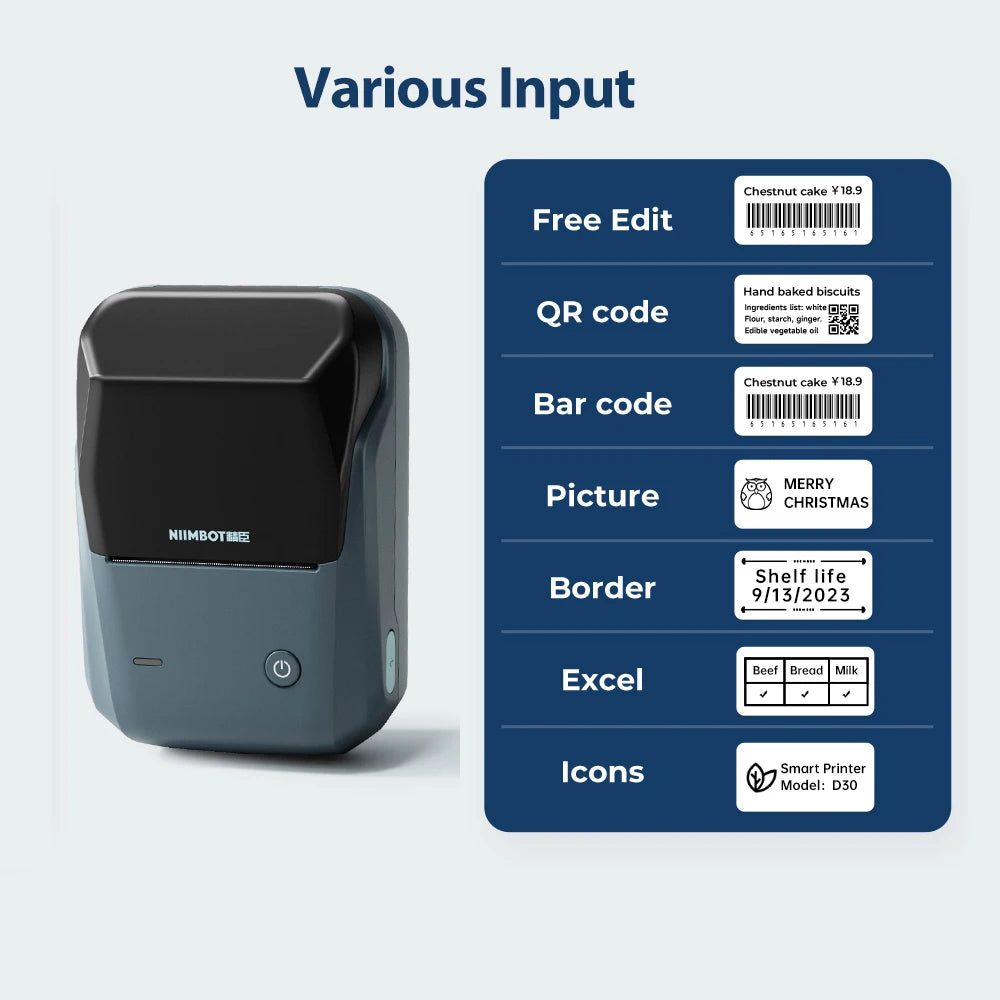 Niimbot B1/B1 PRO Thermal Label Printer Wireless Self-adhesive Bluetooth Inkless Label Maker for Business Price-Tag Sticker