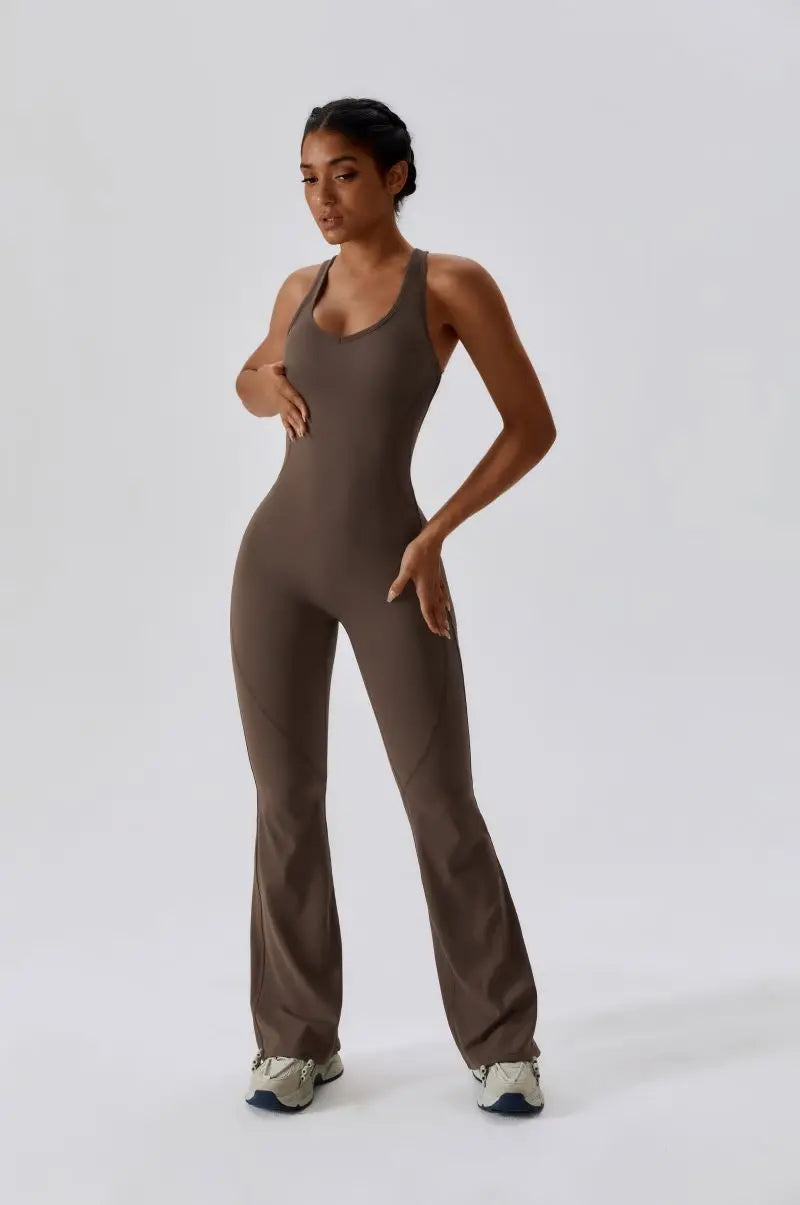 Summer Sport Yoga Jumpsuit Dance Traning Bell Bottoms One-Piece Clothes for Women Sport Set Women Workout Clothes for Women