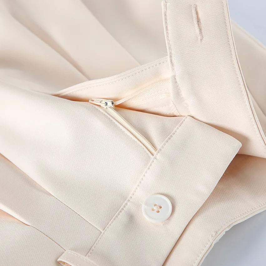 Chic Big Lapel Coat Pants Women Set Elegant Full Sleeve Single Breasted V-neck Straight Loose Trousers Solid Autumn Fashion Set