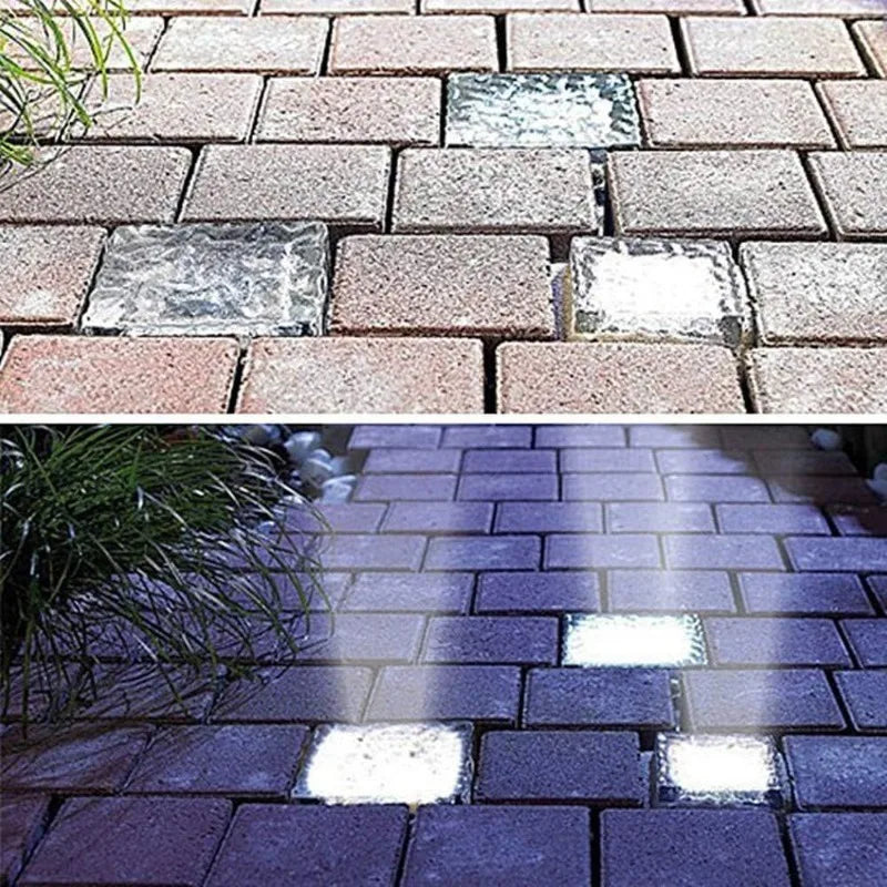 1PC Solar Ice Cube Glass Brick Lights LED Waterproof Outdoor Solar Powered Pathway Garden Yard Landscape Decoration Lamps