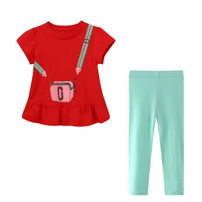 Jumping Meters Unicorn Girls Tshirts + Leggings Short Sleeve Children's Clothing Sets For Summer 2 Pcs Suit Kids Outfits Sets