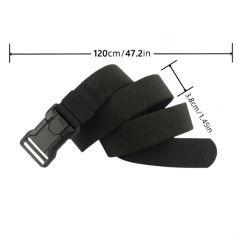 New Unisex Elastic Belt Hard Metal Buckle Quick Release Tough Stretch Nylon Men's Military Tactical Belt Casual Waistband
