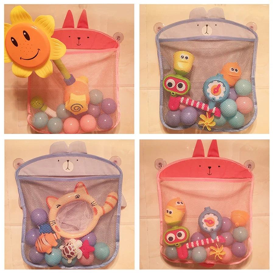 Baby Shower Bath Toys White Baby Kids Toy Storage Mesh with Strong Suction Cups Toy Bag Net Bathroom Organizer for Kids Toddlers