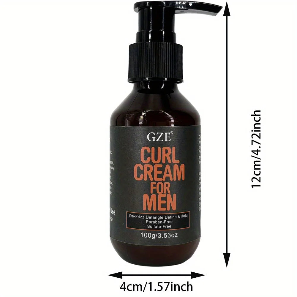 GZE MEN Castor Oil Curl Defining Cream Nourishing Curl Cream, Hydrate & Adds Shine - Color Safe & Sulfate Free Styling Product