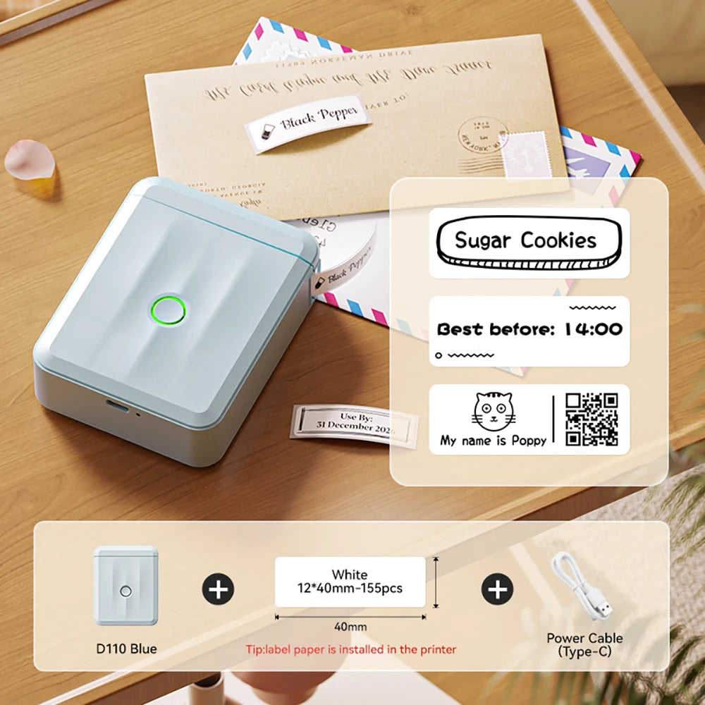 Niimbot D110 Mini Thermal Label Printer Wireless Adhesive Sticker Maker DIY Name Tag Inkless Labeling Machine for Phone