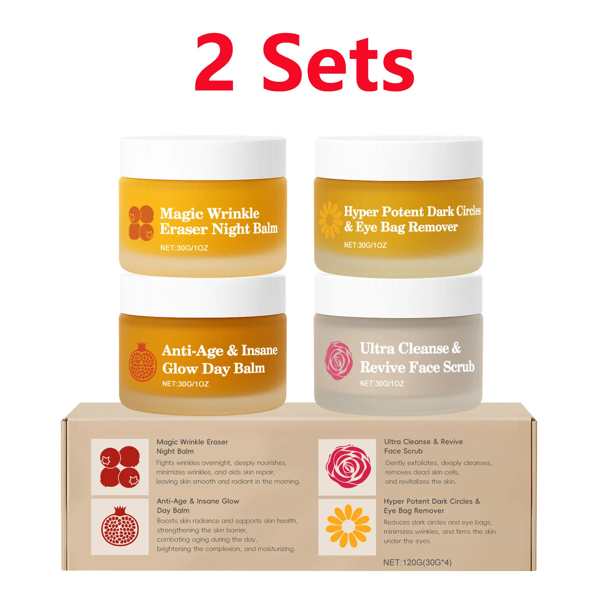 4pcs Day Night Face Care Set Moisturizing Hydrating Brightening Skin Repair Skin Barrier Eye Face Daily Treatment Skincare Combo