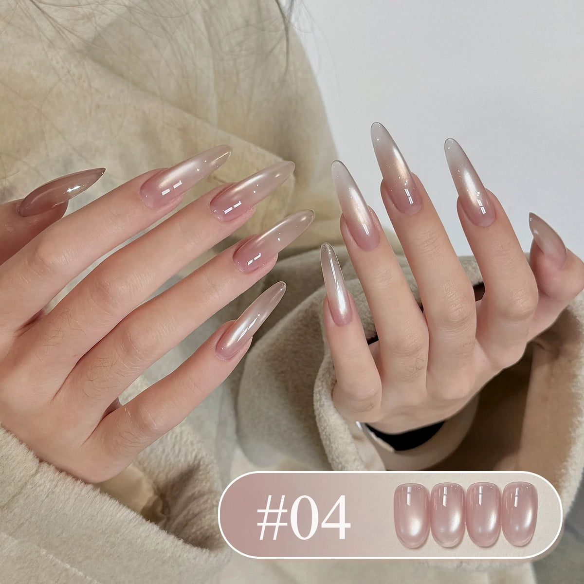 1-4pcs WS Autumn Winter Nails Pink Gold Cat's Eye Gel Nail Polish Glue Super Flash Golden Pink Porcelain White Glass Beads Gel