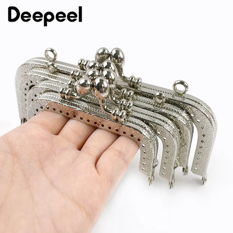 1/2/5Pcs Silver Embossed Metal Purse Frame Kiss Clasp 8.5-20cm Bag Handle for Handbag Wallet WovenBag DIY Handmade Accessories