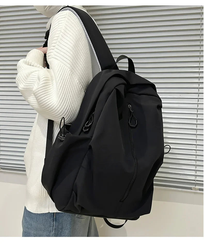 15.6 Inch Nylon Waterproof College Backpack Large Capacity Travel Unisex Laptop Backpacks Simple Design School Bag for Teenagers