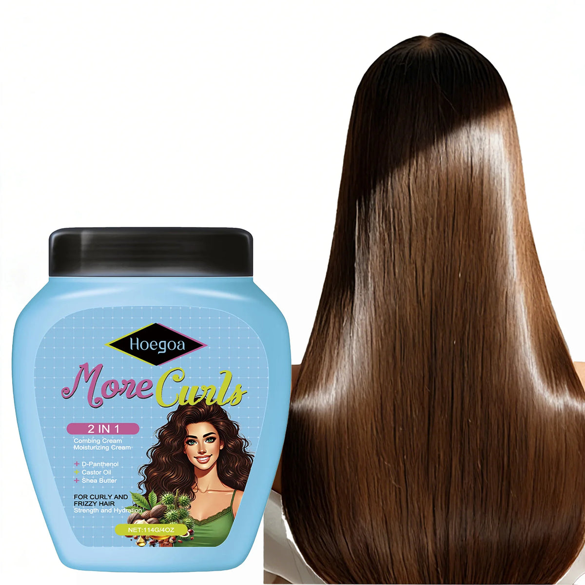 Leave-In Conditioner Cream for Curly & Dry Hair Anti-Frizz, Detangling & Shine, Repair Damaged Hair Nourishing & Smoothing Care