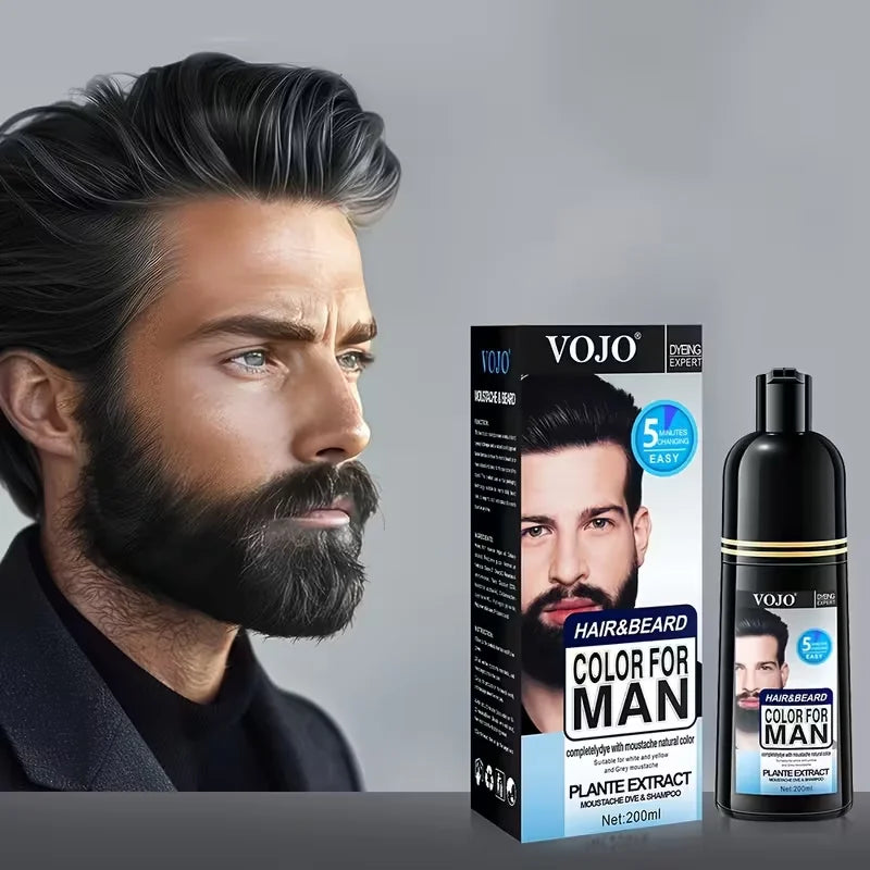 200ml Natural Permanent Beard Dye Shampoo Long Lasting Beard Coloring For Men Removal White Grey Hair Color Cover Beard Care
