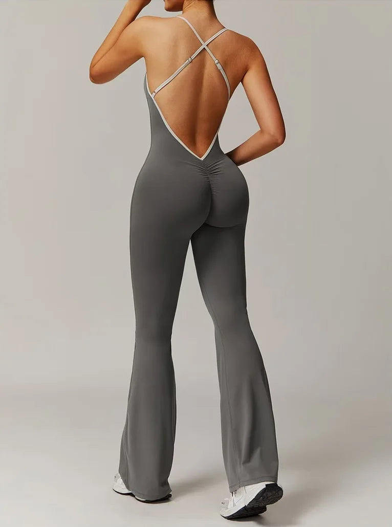 Summer Sport Yoga Jumpsuit Dance Traning Bell Bottoms One-Piece Clothes for Women Sport Set Women Workout Clothes for Women