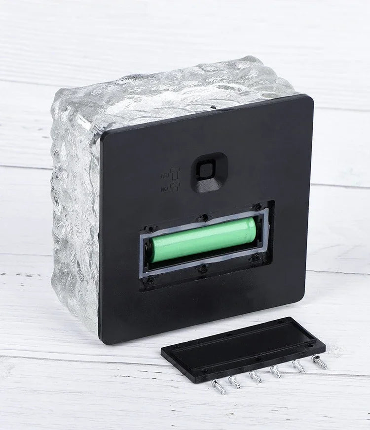 1PC Solar Ice Cube Glass Brick Lights LED Waterproof Outdoor Solar Powered Pathway Garden Yard Landscape Decoration Lamps