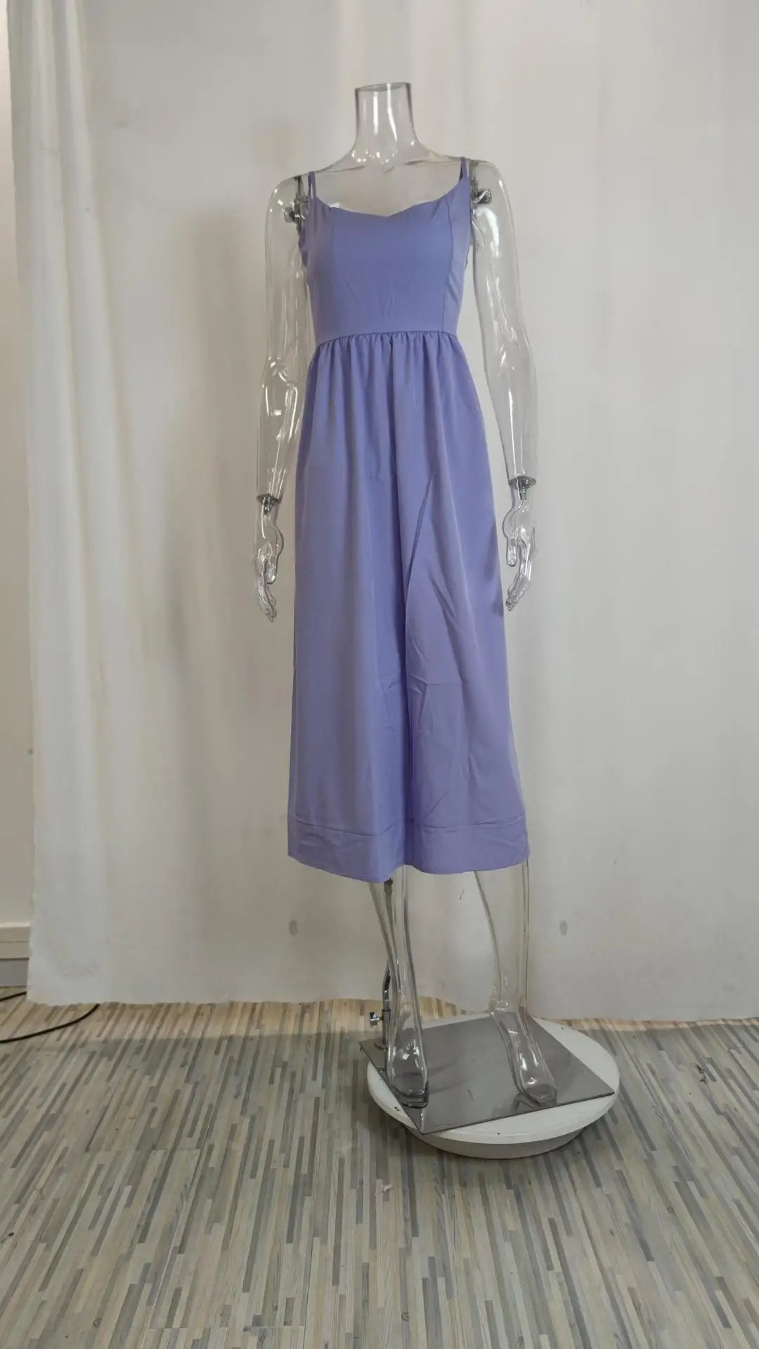 Summer U-neck Casual Female Vintage Elegant Spaghetti Strap Dress Women Elegant Solid Sleeveless A-line Midi Women's Dresses
