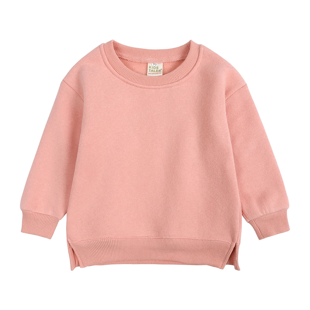 2026 Winter Spring Hoodies Pullovers Kids Boys Girls Clothes Korean Baby Thicken Fleece Sweatshirt Children's Clothing 6M-7T