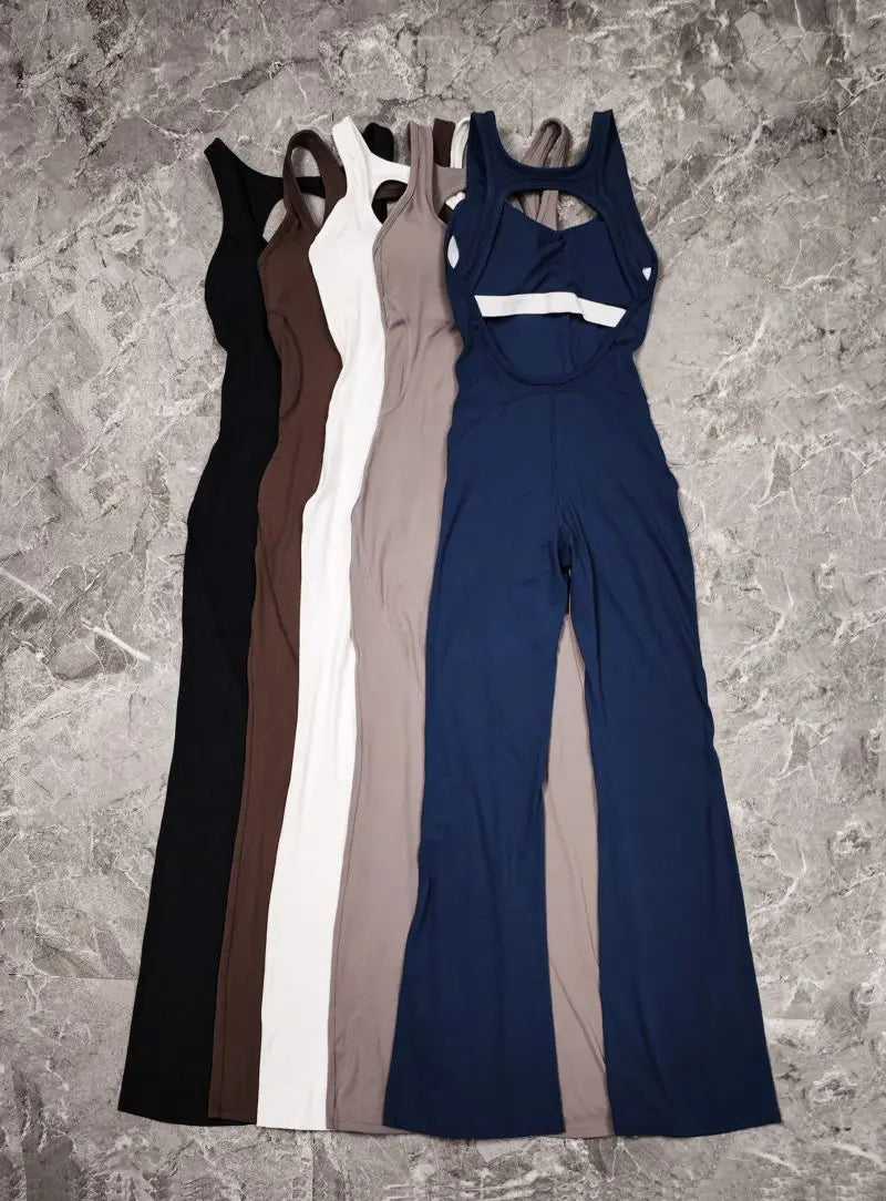 Summer Sport Yoga Jumpsuit Dance Traning Bell Bottoms One-Piece Clothes for Women Sport Set Women Workout Clothes for Women