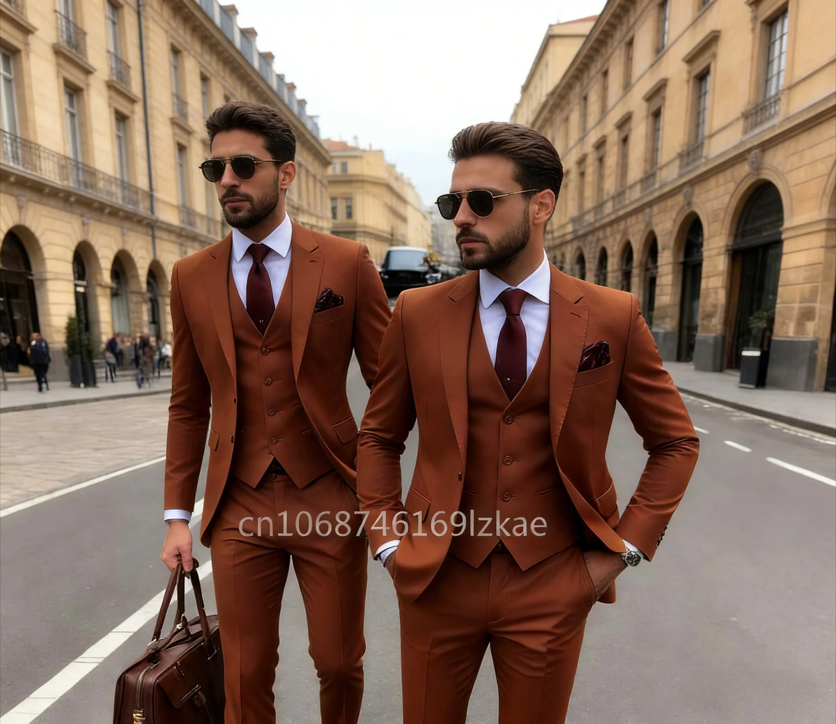 Men's 3 Piece Suit Yellow Slim Fit Elegant Casual Business Office 3pcs