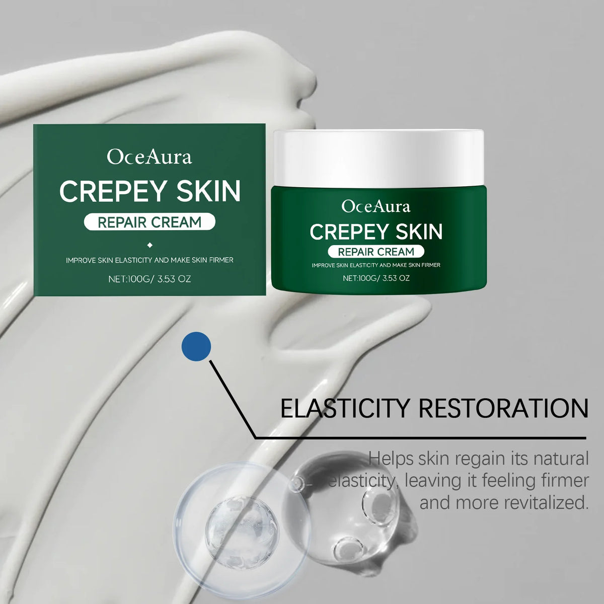 OceAura Crepey Skin Repair Cream Deep Nourishing Anti Wrinkle Sagging Reduction Elasticity Restoring Smoothing Skin Care Lotion