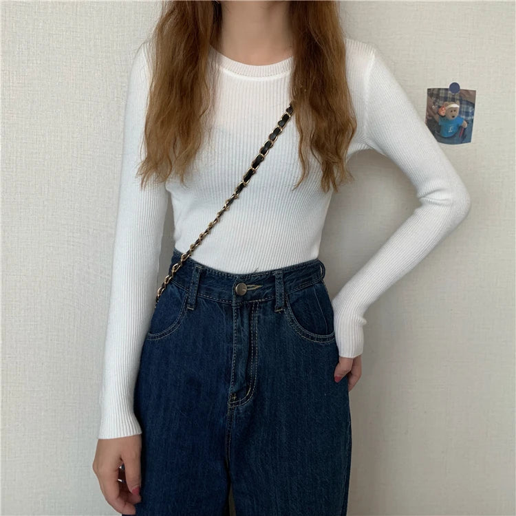 2026 Basic Tops Women Sweater Autumn Winter Long Sleeve Pullover Fashion O-neck Elastic Female Winter Solid Knitted Jumper
