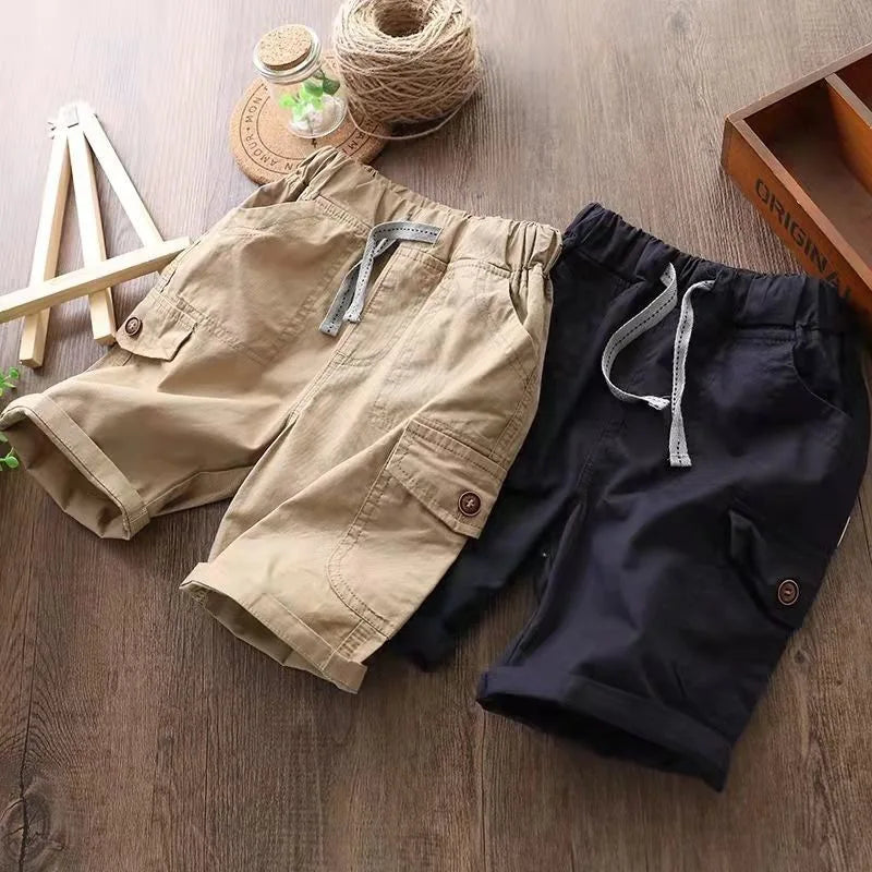 2026 New Summer Teenage Short Boys Pants 3-14 Years Old Big Pocket Trousers For Kids Children Birthday Present